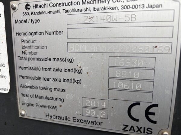 HITACHI ZX 140W-5B - Image 4